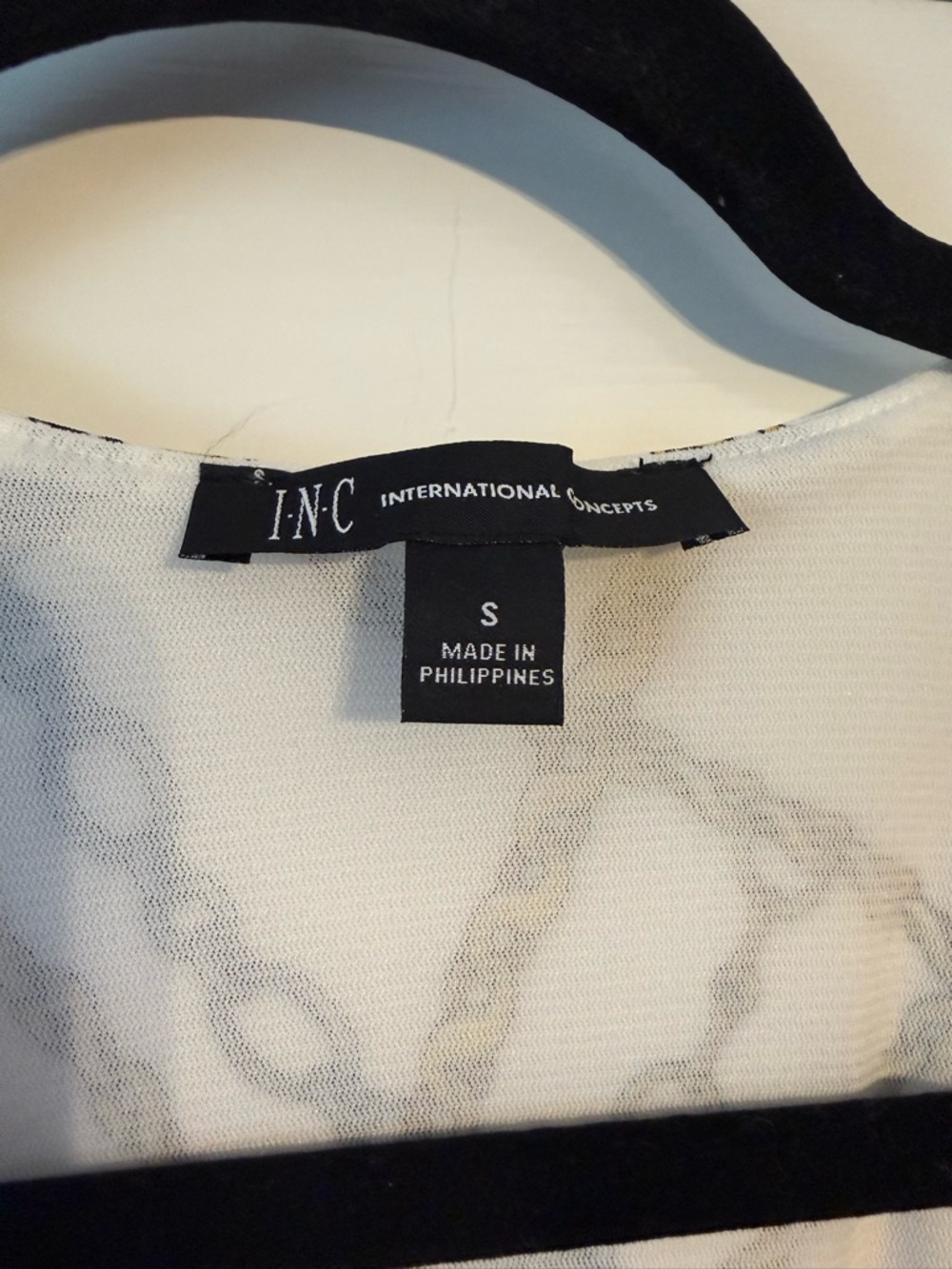 INC International Concepts Chain-Print Surplice Top - White/Gold/Gray - Picture 4 of 5